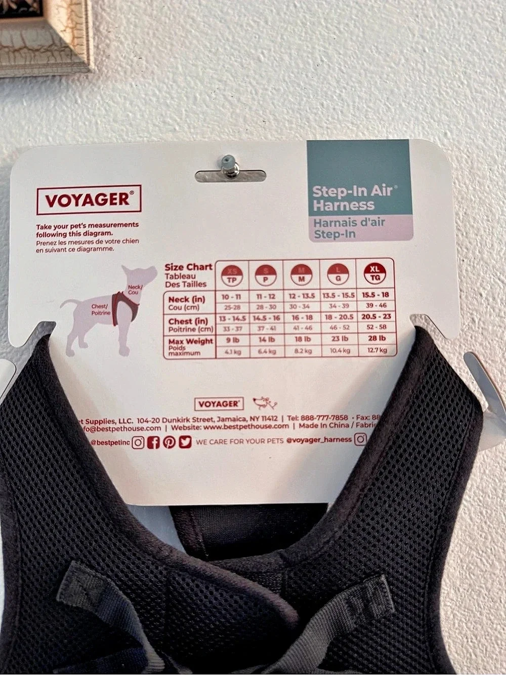 New. Voyager Step-In Air Dog Harness XL Black Breathable Mesh